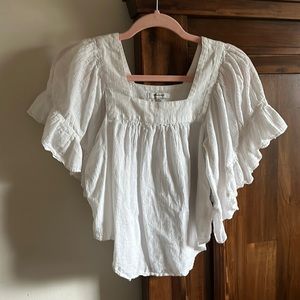 Madewell flutter sleeve cropped top
